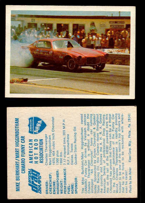 AHRA Official Drag Champs 1971 Fleer Vintage Trading Cards You Pick Singles 39   Mike Burkhart/Mart Higginbotham                  Camaro Funny Car  - TvMovieCards.com