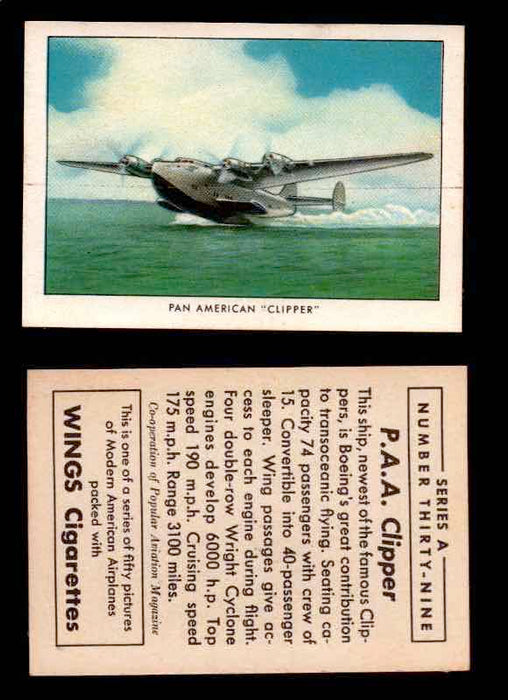 1940 Modern American Airplanes Series A Vintage Trading Cards Pick Singles #1-50 39 Pan American “Clipper” (Boeing Clipper)  - TvMovieCards.com