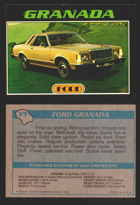 1976 Autos of 1977 Vintage Trading Cards You Pick Singles #1-99 Topps 39   Ford Granada  - TvMovieCards.com