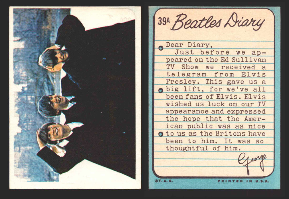 Beatles Diary Topps 1964 Vintage Trading Cards You Pick Singles #1A-#60A #	39	A  - TvMovieCards.com