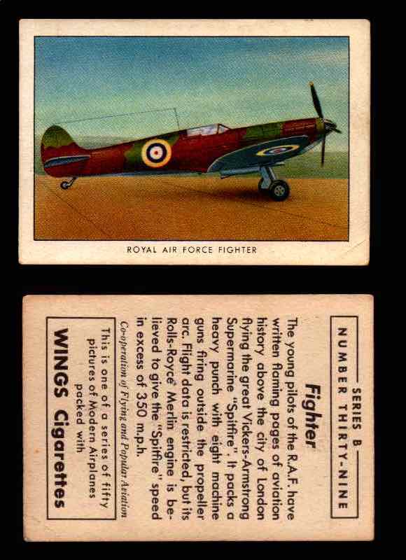 1941 Modern American Airplanes Series B Vintage Trading Cards Pick Singles #1-50 39	 	Royal Air Force Fighter  - TvMovieCards.com
