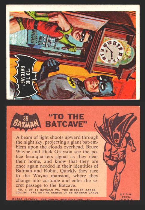 1966 Batman (Black Bat) Vintage Trading Card You Pick Singles #1-55 #	 39   "To the Batcave"  - TvMovieCards.com
