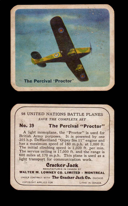 Cracker Jack United Nations Battle Planes Vintage You Pick Single Cards #1-70 #39  - TvMovieCards.com