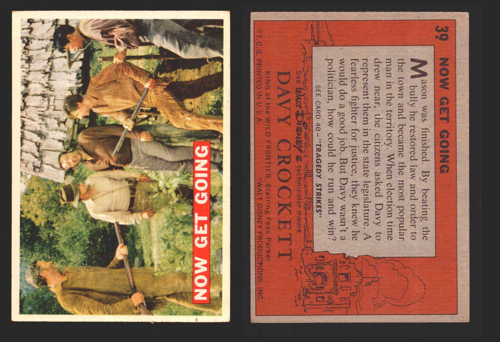 Davy Crockett Series 1 1956 Walt Disney Topps Vintage Trading Cards You Pick Sin 39   Now Get Going  - TvMovieCards.com