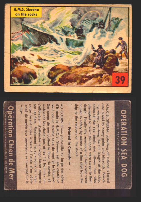 1954 Parkhurst Operation Sea Dogs You Pick Single Trading Cards #1-50 V339-9 39 H.M.S. Skeena on the Rocks  - TvMovieCards.com