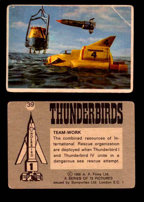 Thunderbirds Vintage Trading Card Singles #1-72 Somportex 1966 #39  - TvMovieCards.com