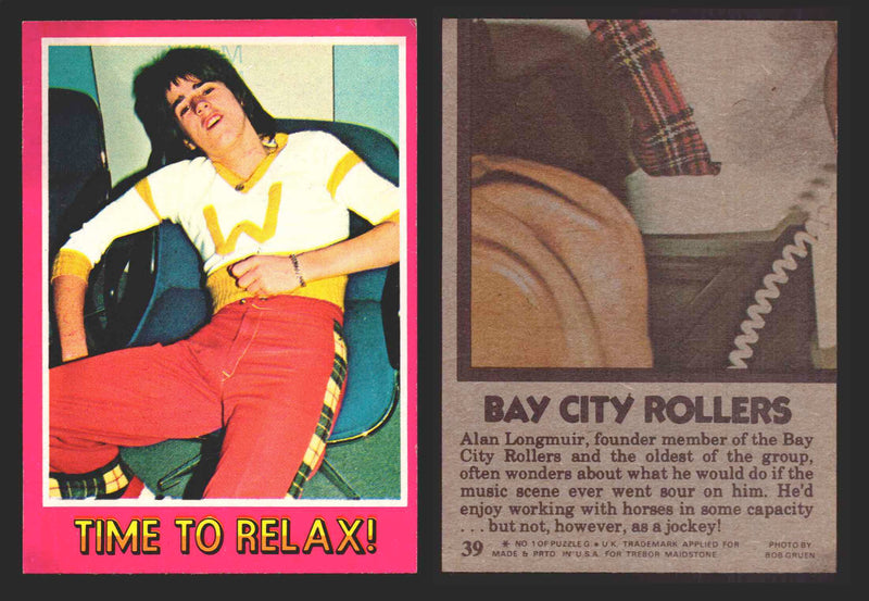 1975 Bay City Rollers Vintage Trading Cards You Pick Singles #1-66 Trebor 39   Time To Relax!  - TvMovieCards.com