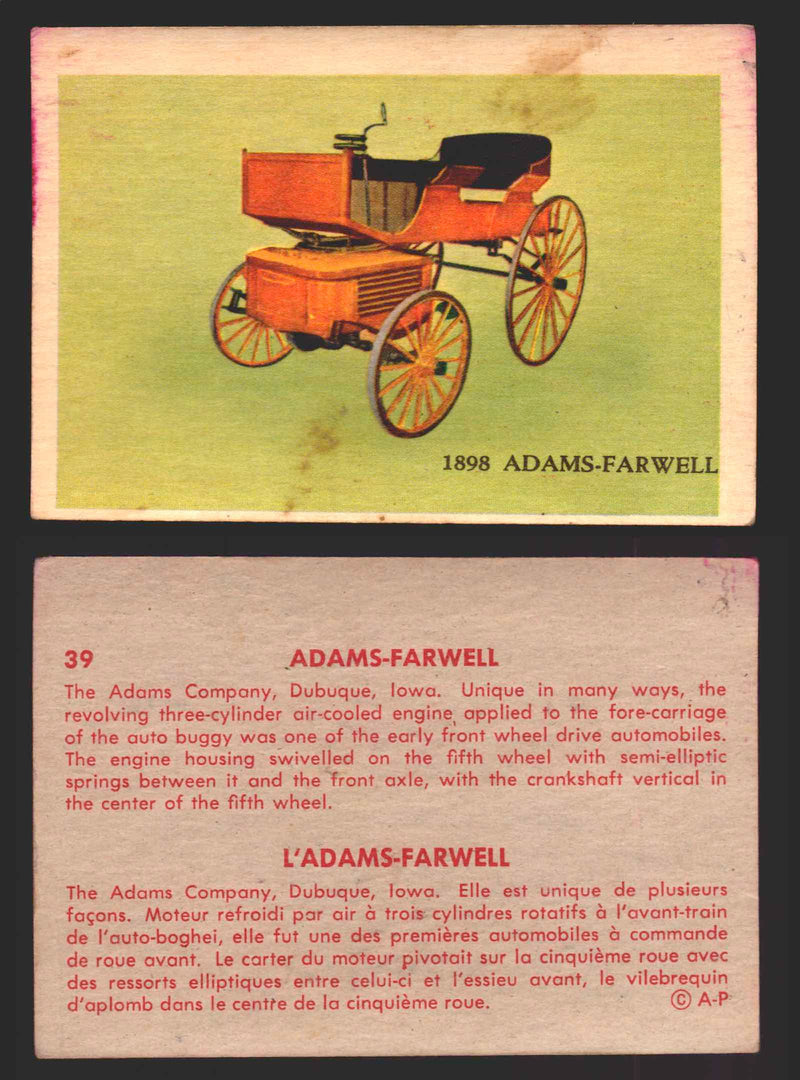 1959 Parkhurst Old Time Cars Vintage Trading Card You Pick Singles #1-64 V339-16 39	1898 Adams-Farwell  - TvMovieCards.com