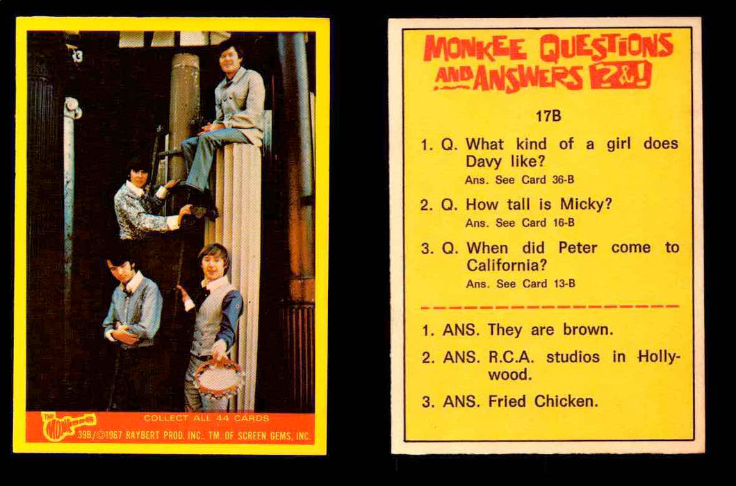 The Monkees Series B TV Show 1967 Vintage Trading Cards You Pick Singles #1B-44B #39  - TvMovieCards.com