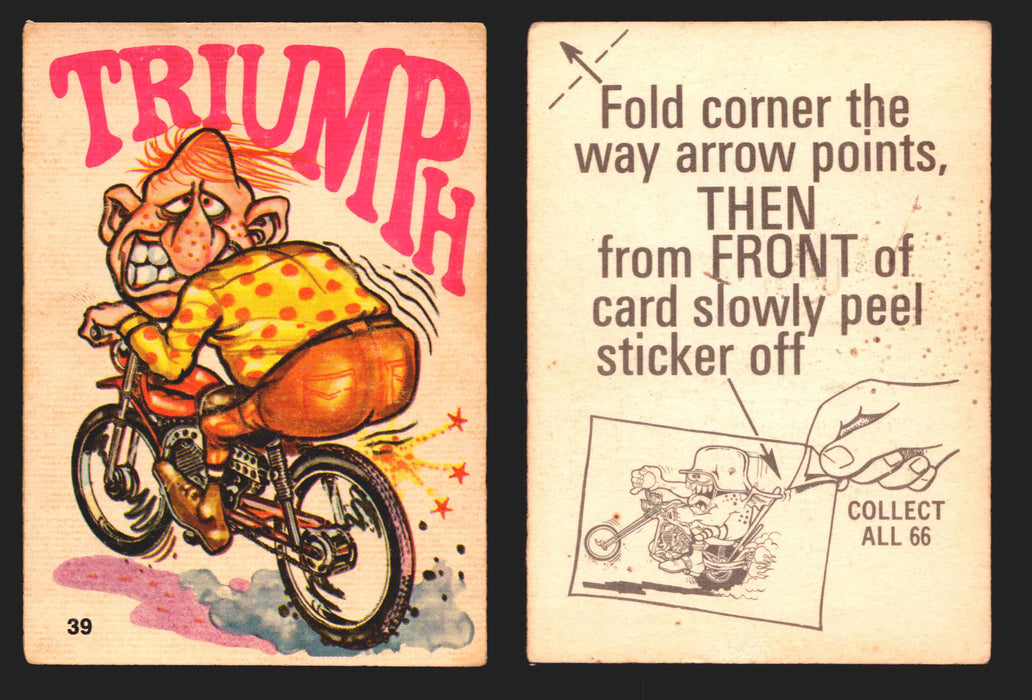 1972 Silly Cycles Donruss Vintage Trading Cards #1-66 You Pick Singles #39	 	Triumph  - TvMovieCards.com