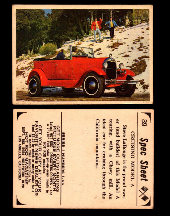 1965 Donruss Spec Sheet Vintage Hot Rods Trading Cards You Pick Singles #1-66 #39  - TvMovieCards.com