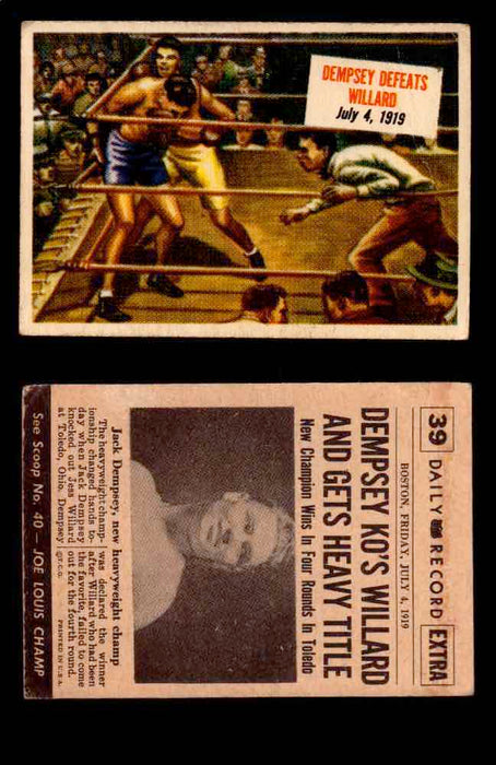 1954 Scoop Newspaper Series 1 Topps Vintage Trading Cards You Pick Singles #1-78 39   Dempsey Defeats Williard  - TvMovieCards.com