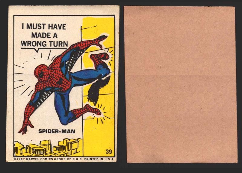 1967 Philadelphia Gum Marvel Super Hero Stickers Vintage You Pick Singles #1-55 39   Spider-Man - I must have made a wrong turn.  - TvMovieCards.com