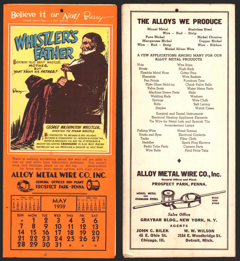 Ripley's Believe It or Not Facts Foldout Advertising Calendar 1933 - 1942 You Pi May	1939	B  - TvMovieCards.com