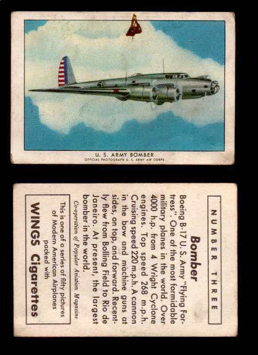 1940 Modern American Airplanes Series 1 Vintage Trading Cards Pick Singles #1-50 3 U.S. Army Bomber (Boeing B-17 “Flying Fortress”)  - TvMovieCards.com