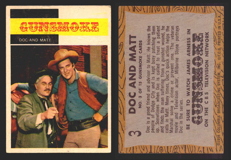 1958 TV Westerns Topps Vintage Trading Cards You Pick Singles #1-71 3   Doc and Matt  - TvMovieCards.com