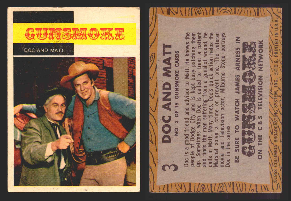 1958 TV Westerns Topps Vintage Trading Cards You Pick Singles #1-71 3   Doc and Matt  - TvMovieCards.com