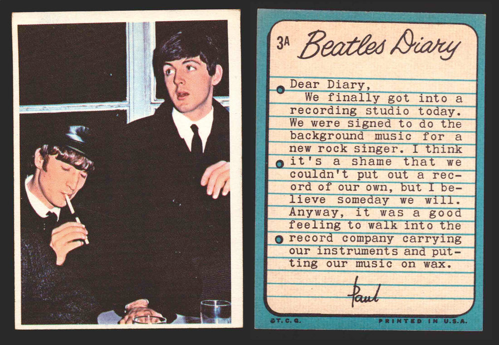 Beatles Diary Topps 1964 Vintage Trading Cards You Pick Singles #1A-#60A #	3	A  - TvMovieCards.com