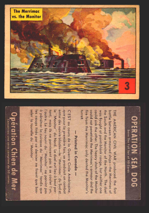 1954 Parkhurst Operation Sea Dogs You Pick Single Trading Cards #1-50 V339-9 3 The Merrimac VS. The Monitor  - TvMovieCards.com
