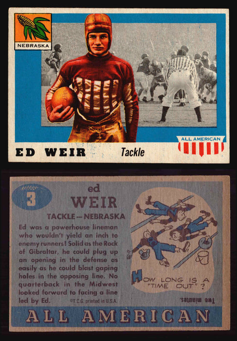 1955 Topps All American Football Trading Card You Pick Singles #1-#100 VG/EX #	3	Ed Weir  - TvMovieCards.com