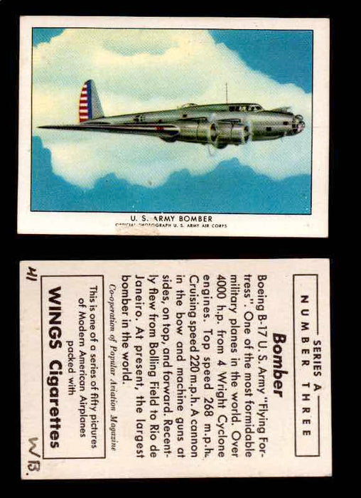 1940 Modern American Airplanes Series A Vintage Trading Cards Pick Singles #1-50 3 U.S. Army Bomber (Boeing B-17 “Flying Fortress”)  - TvMovieCards.com