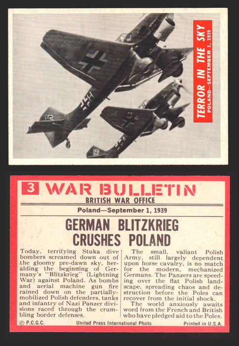 1965 War Bulletin Philadelphia Gum Vintage Trading Cards You Pick Singles #1-88 3   Terror In The Sky  - TvMovieCards.com