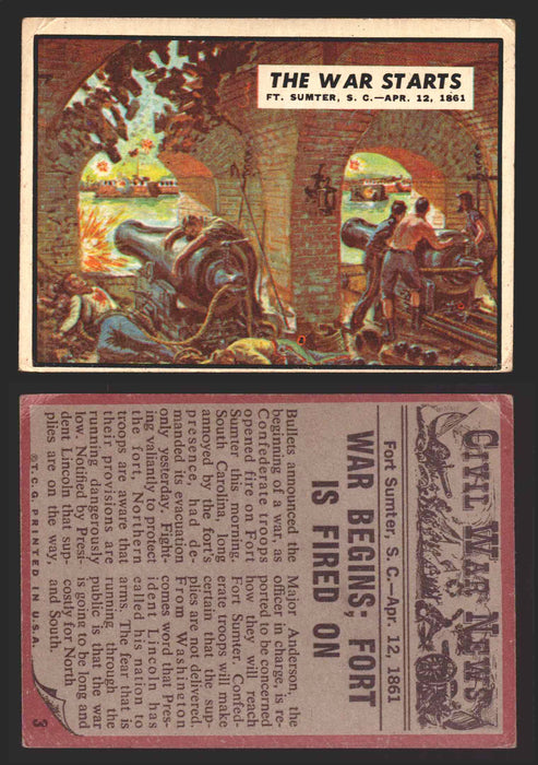 1962 Civil War News Topps TCG Trading Card You Pick Single Cards #1 - 88 3   The War Starts  - TvMovieCards.com