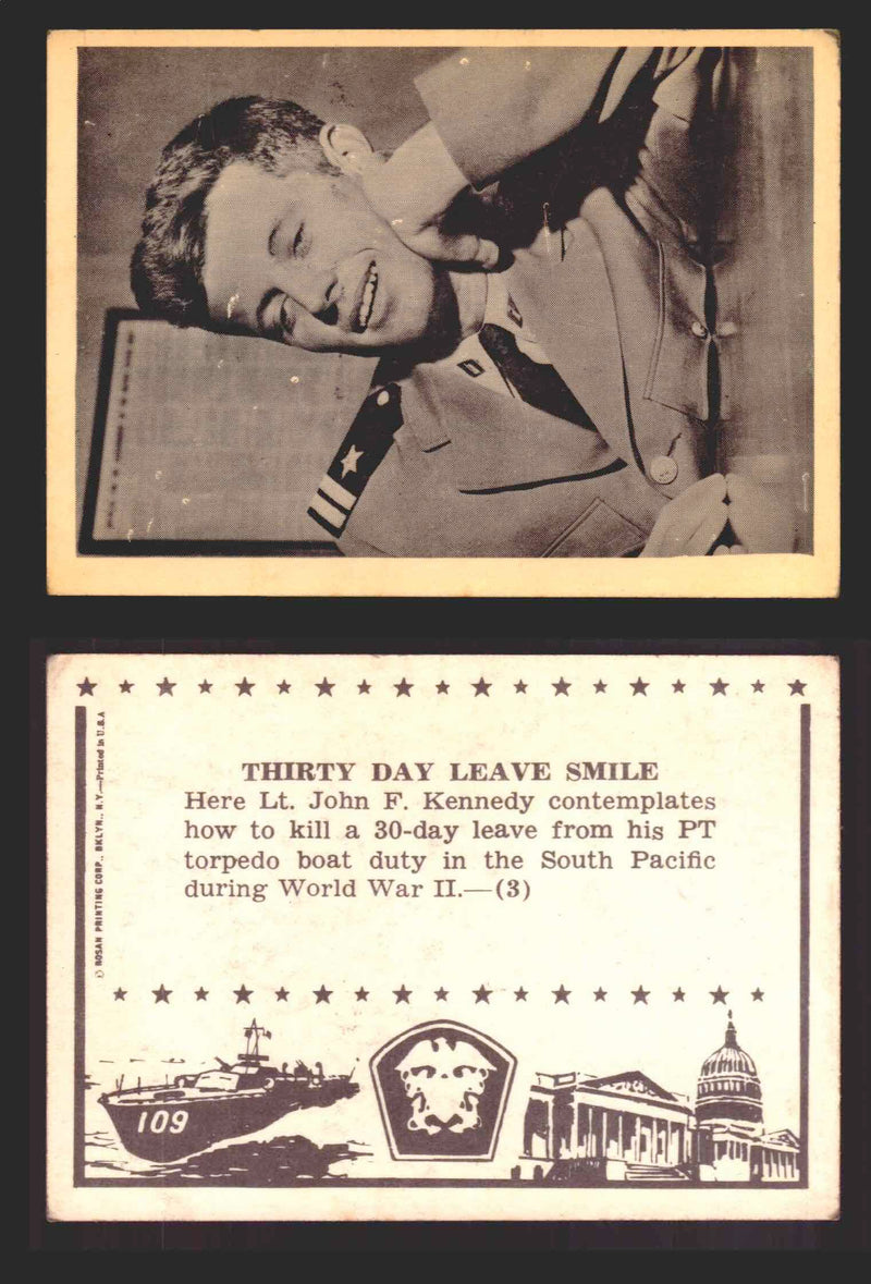 1963 John F. Kennedy JFK Rosan Trading Card You Pick Singles #1-66 3   Thirty Day Leave Smile  - TvMovieCards.com