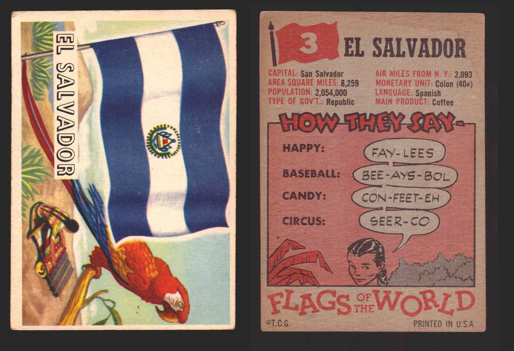 1956 Flags of the World Vintage Trading Cards You Pick Singles #1-#80 Topps 3	Ei Salvador  - TvMovieCards.com
