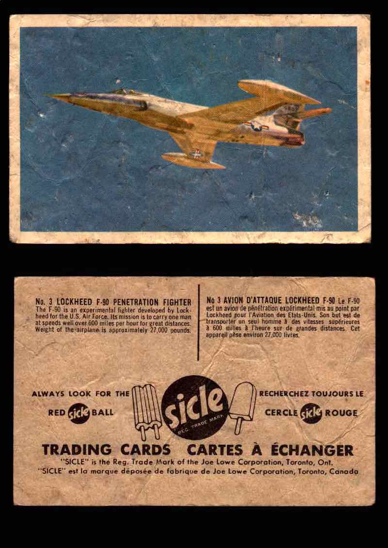 1959 Sicle Aircraft & Missile Canadian Vintage Trading Card U Pick Singles #1-25 #3 Lockheed F-90 Penetration Fighter  - TvMovieCards.com