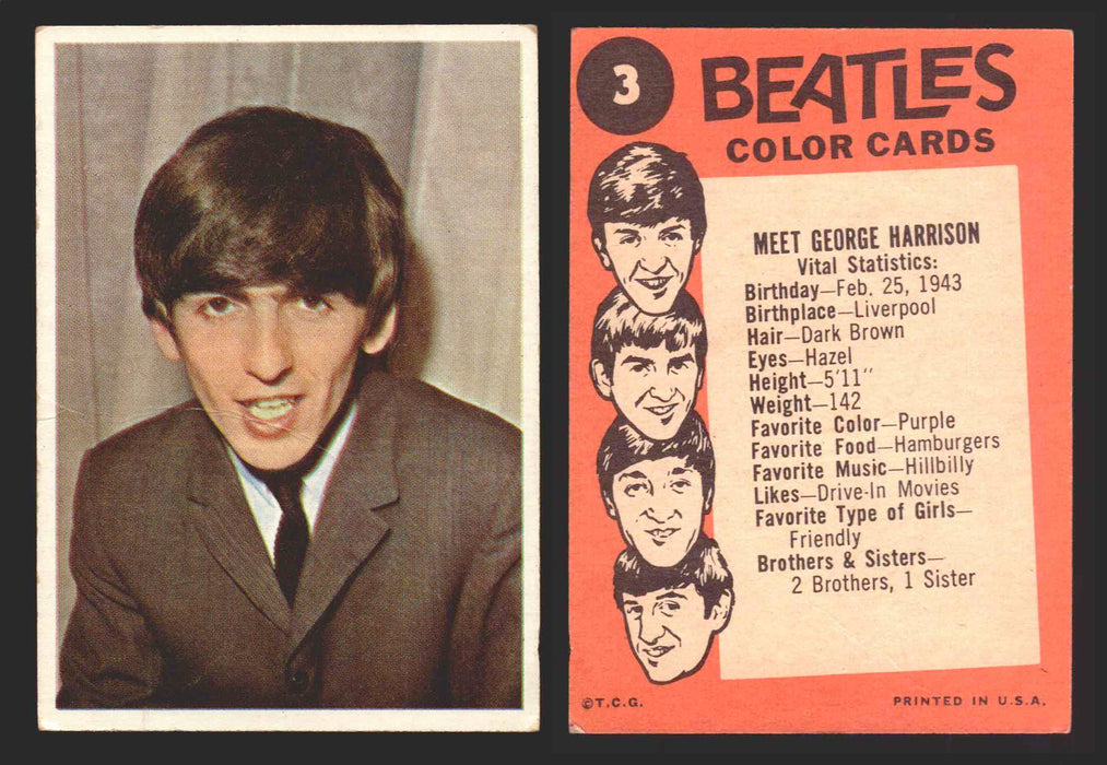 Beatles Color Topps 1964 Vintage Trading Cards You Pick Singles #1-#64 #	3 (creased)  - TvMovieCards.com