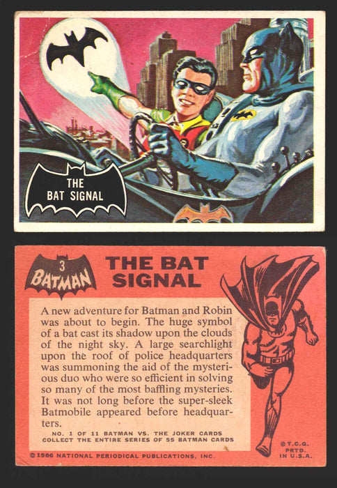 1966 Batman (Black Bat) Vintage Trading Card You Pick Singles #1-55 #	  3   The Bat Signal  - TvMovieCards.com