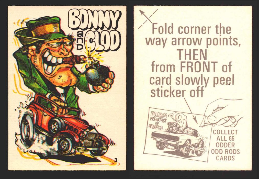 1970 Odder Odd Rods Donruss Vintage Trading Cards #1-66 You Pick Singles 3   Bonny and Clod  - TvMovieCards.com