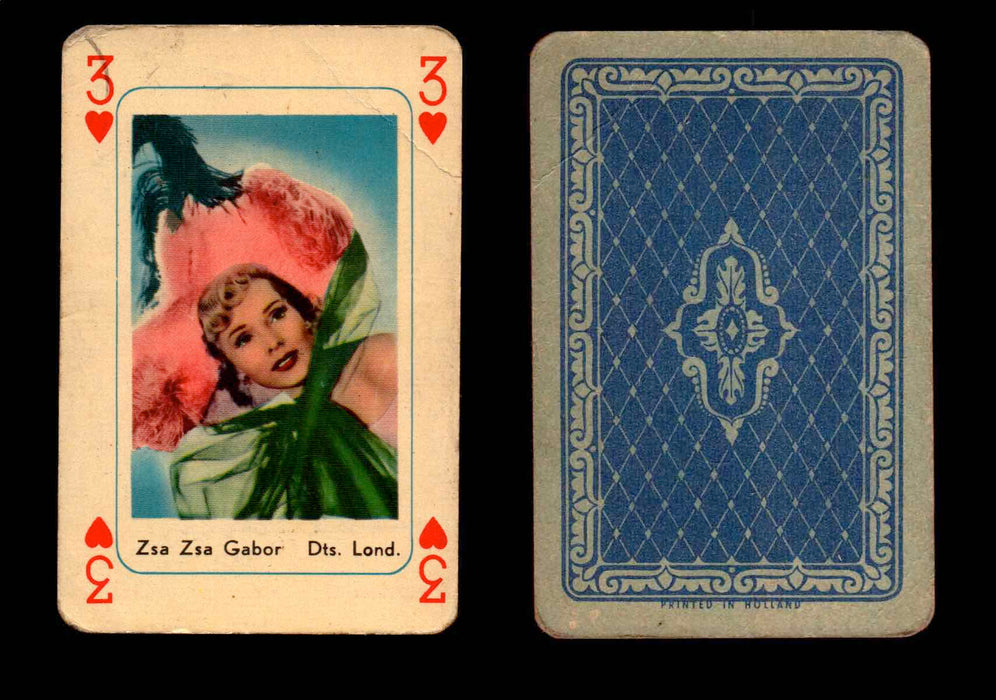 Vintage Hollywood Movie Stars Playing Cards You Pick Singles 3 - Heart - Zsa Zsa Gabor  - TvMovieCards.com