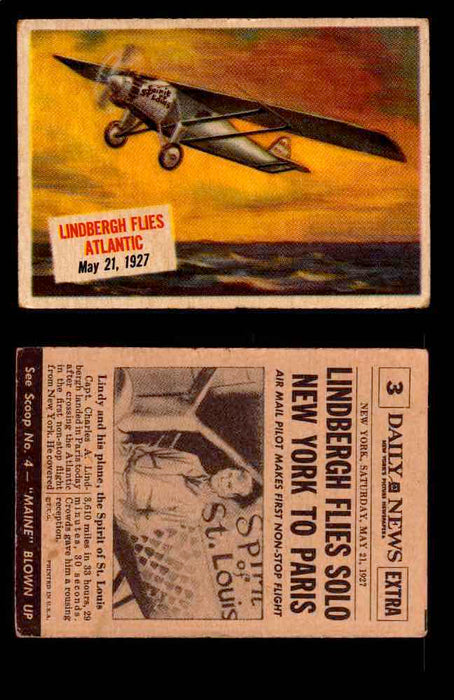 1954 Scoop Newspaper Series 1 Topps Vintage Trading Cards You Pick Singles #1-78 3   Lindbergh Flies Atlantic  - TvMovieCards.com