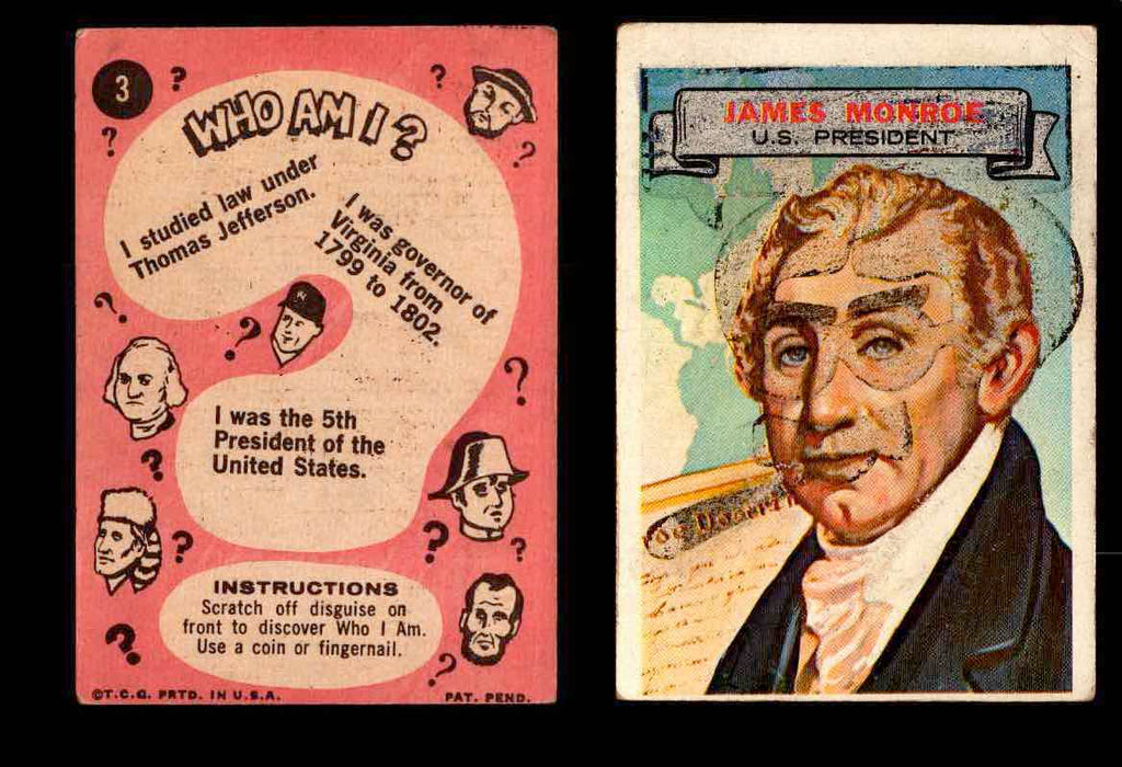 1967 Who Am I? Topps Vintage Trading Cards You Pick Singles #1-44 #3 James Monroe Scratched  - TvMovieCards.com