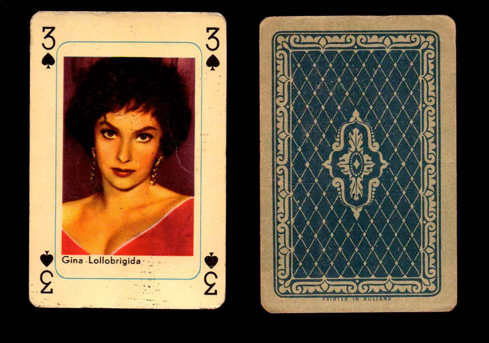 Vintage Hollywood Movie Stars Playing Cards You Pick Singles 3 - Spade - Gina Lollobrigida  - TvMovieCards.com