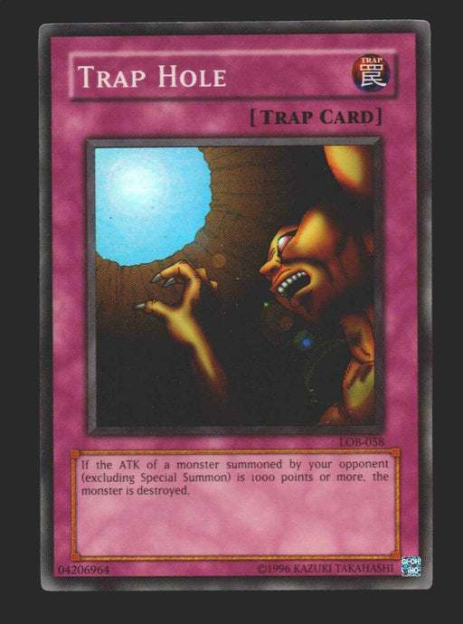 YuGiOh! Trap Hole LOB-058 Super Rare Unlimited Holographic Card   - TvMovieCards.com