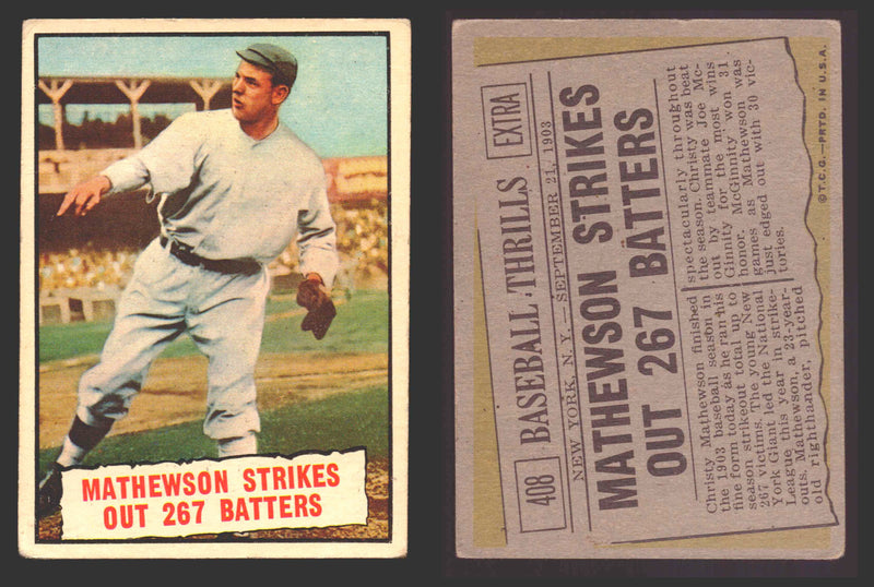 1961 Topps Baseball Trading Card You Pick Singles #400-#499 VG/EX   - TvMovieCards.com