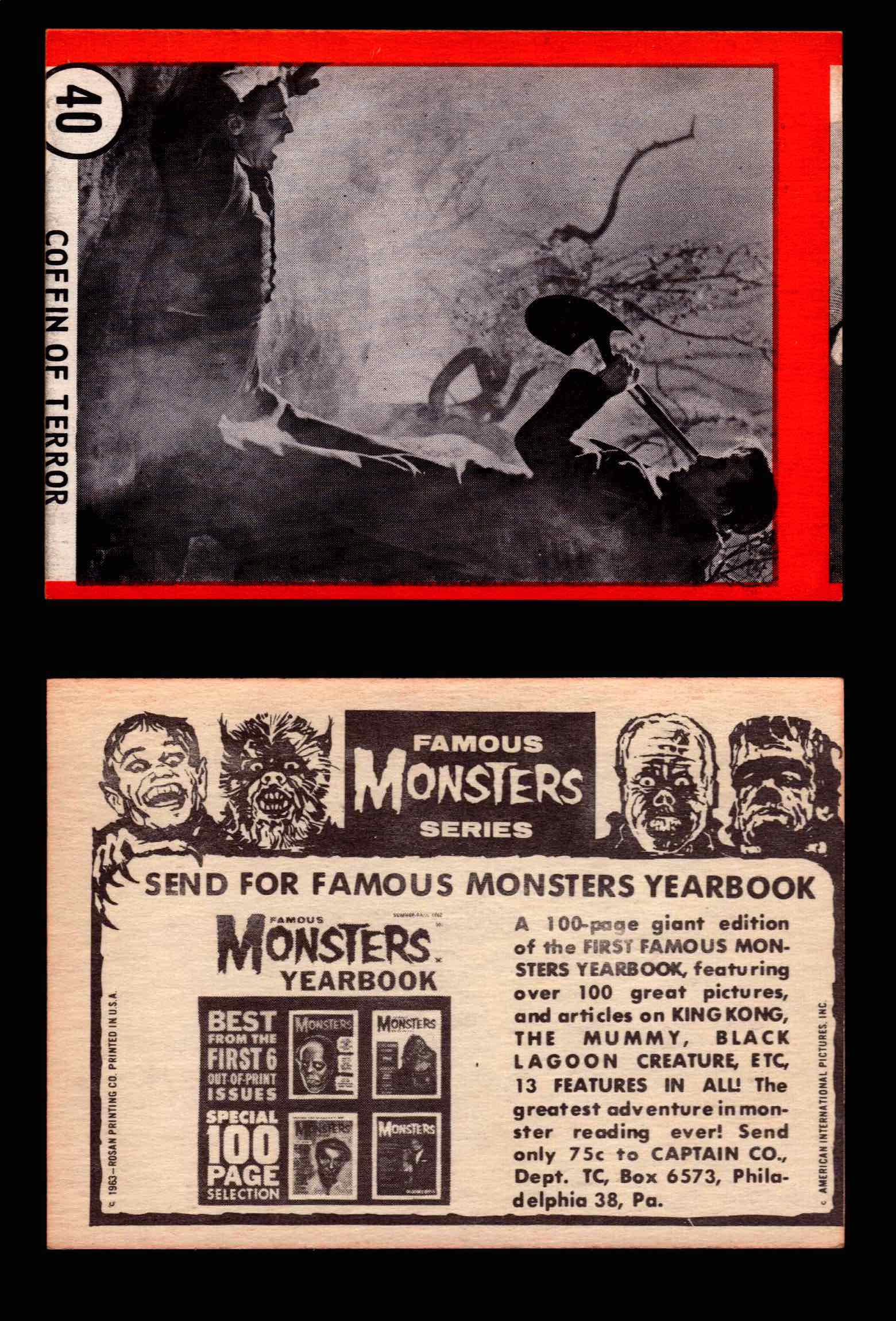 Famous Monsters 1963 Vintage Trading Cards You Pick Singles #1-64