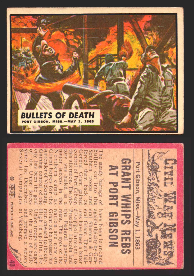 Civil War News Vintage Trading Cards A&BC Gum You Pick Singles #1-88 1965 40   Bullets of Death  - TvMovieCards.com
