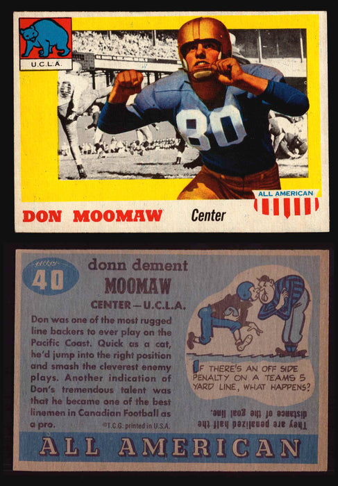 1955 Topps All American Football Trading Card You Pick Singles #1-#100 VG/EX #	40	Donn Moomaw  - TvMovieCards.com
