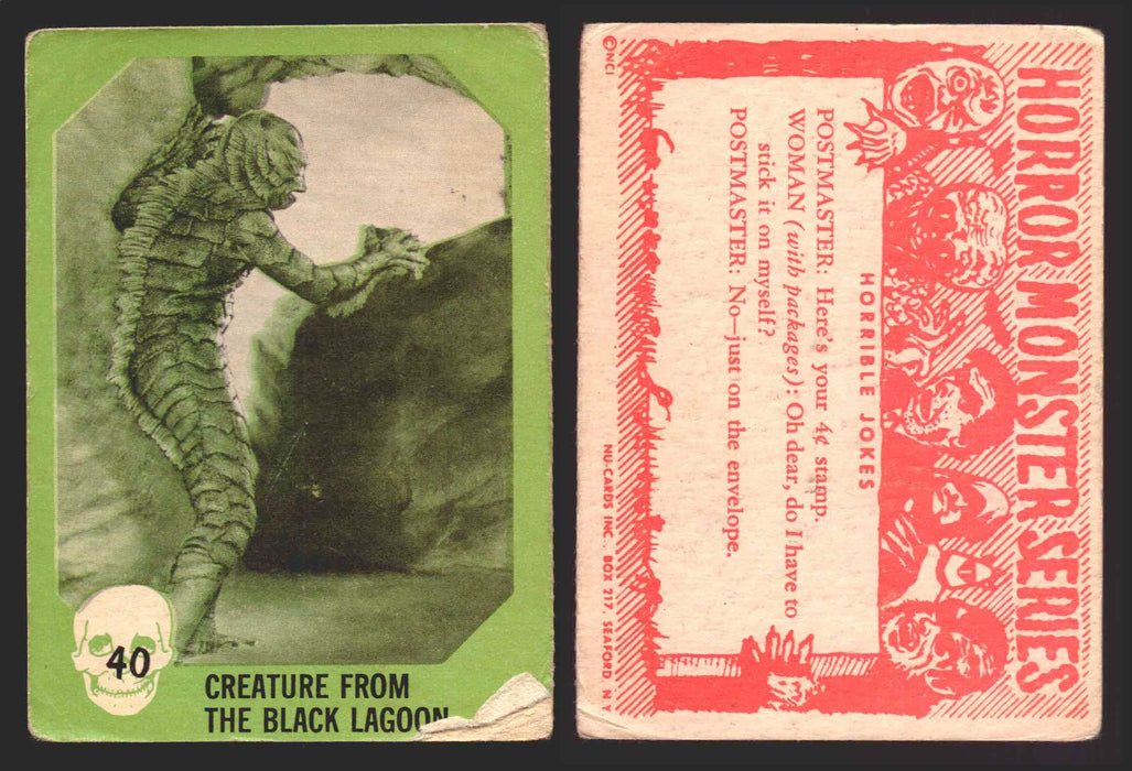 1961 Horror Monsters Series 1 Green Trading Card You Pick Singles #1-66 NuCard #	 40   Creature From The Black Lagoon  - TvMovieCards.com