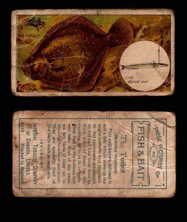 1910 Fish and Bait Imperial Tobacco Vintage Trading Cards You Pick Singles #1-50 #40 The Turbot  - TvMovieCards.com