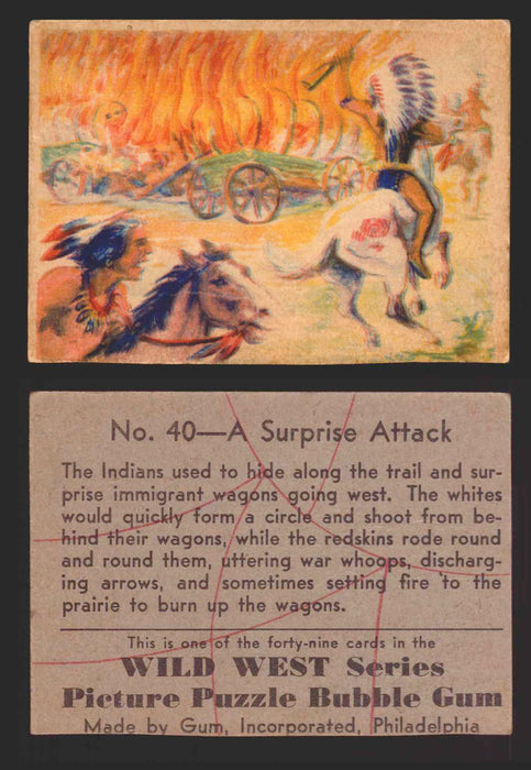 Wild West Series Vintage Trading Card You Pick Singles #1-#49 Gum Inc. 1933 40   A Surprise Attack  - TvMovieCards.com