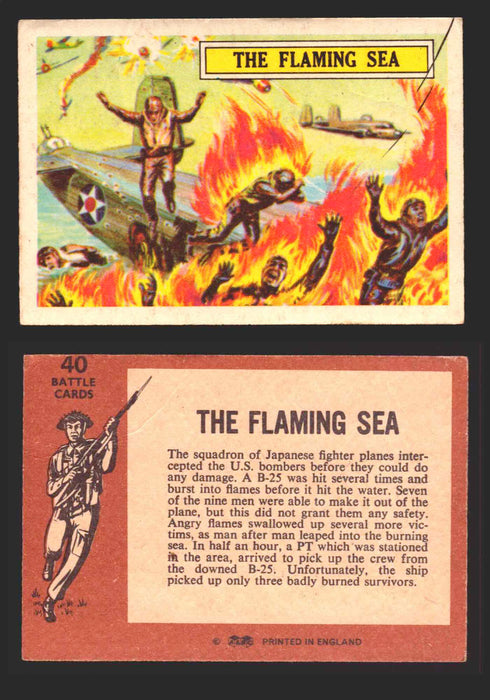 1965 Battle World War II A&BC Vintage Trading Card You Pick Singles #1-#73 40   The Flaming Sea  - TvMovieCards.com