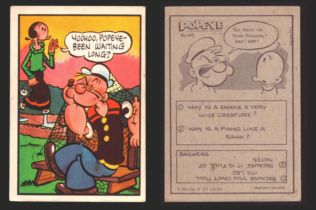 1959 Popeye Chix Confectionery Vintage Trading Card You Pick Singles #1-50 40   Yoohoo    Popeye - been waiting long?  - TvMovieCards.com