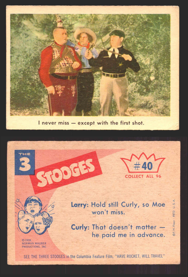 1959 Three 3 Stooges Fleer Vintage Trading Cards You Pick Singles #1-96 #40  - TvMovieCards.com