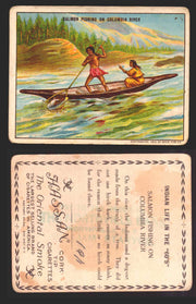 1910 T73 Hassan Cigarettes Indian Life In The 60's Tobacco Trading Cards Singles #40 Salmon Fishing on Columbia River  - TvMovieCards.com