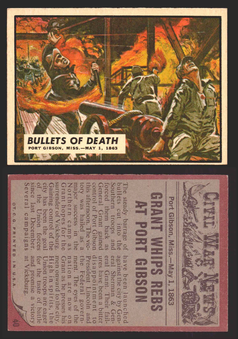 1962 Civil War News Topps TCG Trading Card You Pick Single Cards #1 - 88 40   Bullets of Death  - TvMovieCards.com